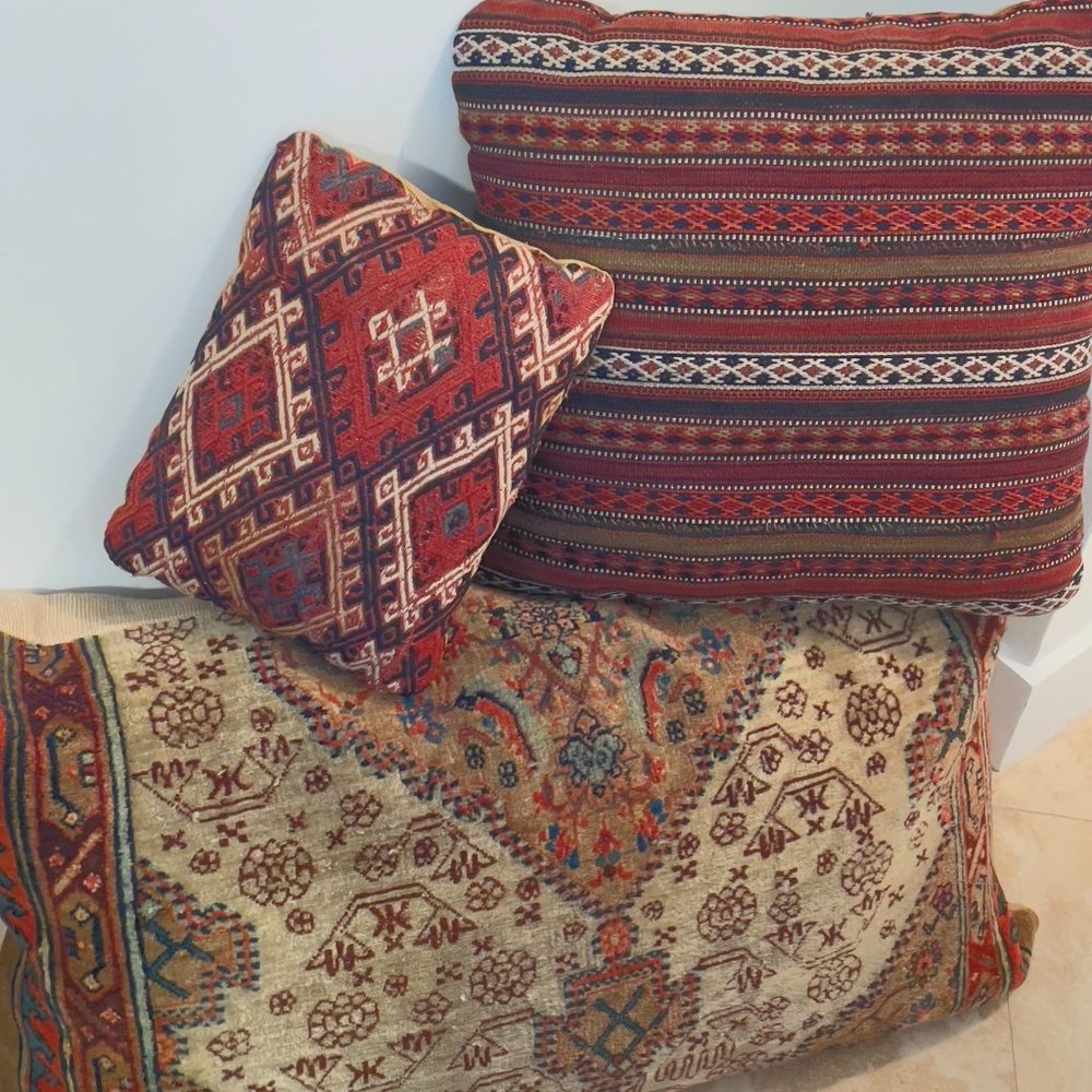 Set of vintage handmade tapestry cushions